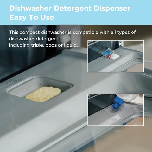 COMFEE' Table Top Dishwasher 7+3 Programs Mini Tabletop Dishwasher No Plumbing, 6L Built-in Water Tank